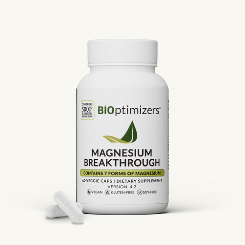 BIOptimizers Magnesium Breakthrough Supplement with 500mg - 7 Forms of Magnesium: Glycinate, Malate, Citrate, and More - Natural Support for Sleep and Cognitive Function -60 Capsules- Calming Vitamins